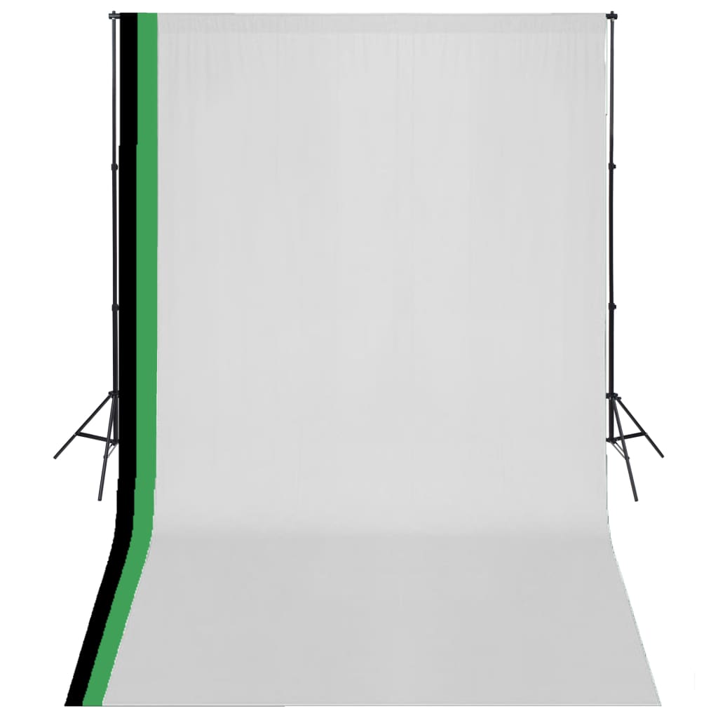 JUNG Vida Fotostudio Set 3 Baumwolle-Hintergründe Rahmen verstellbar 3x5m