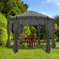JUNG Vida Gartenpavillion mit Vorhängen Rund 3,5x2,7 m Anthrazit