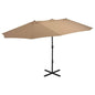JUNG Vida Sonnenschirm mit Aluminium-Mast 460x270 cm Taupe