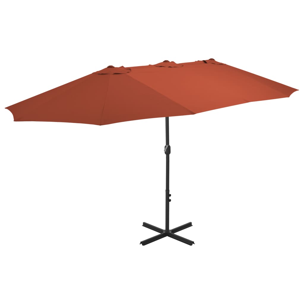 JUNG Vida Sonnenschirm mit Aluminium-Mast 460x270 cm Terrakotta