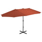 JUNG Vida Sonnenschirm mit Aluminium-Mast 460x270 cm Terrakotta