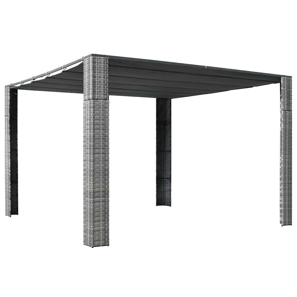 JUNG Vida Pavillon mit Dach Poly Rattan 300x300x220 cm Grau und Anthrazit