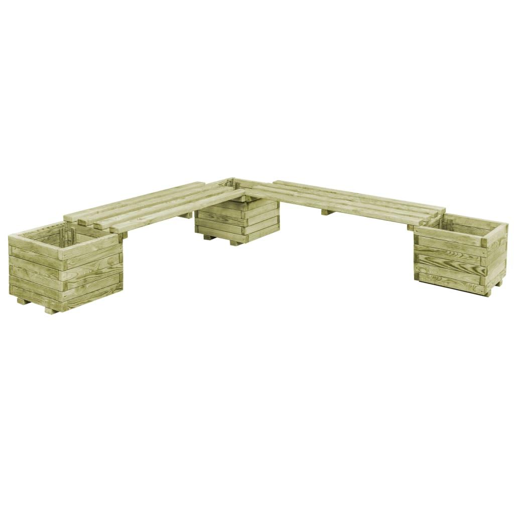JUNG Vida Gartenbank mit Pflanzgefäßen Kiefernholz Imprägniert