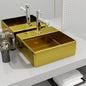 JUNG Vida Waschbecken mit Wasserhahnloch 38 x 30 x 11,5 cm Keramik Golden