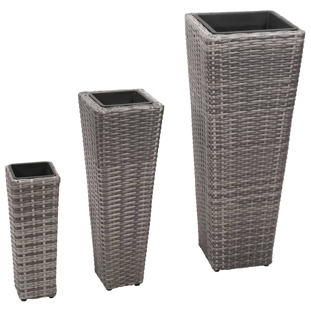 JUNG Vida Garten-Hochbeet 3-tlg. Poly Rattan Grau