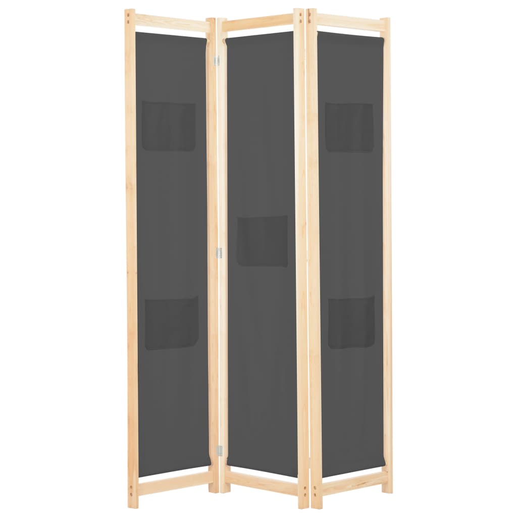 JUNG Vida 3-teiliger Raumteiler Grau 120 x 170 x 4 cm Stoff