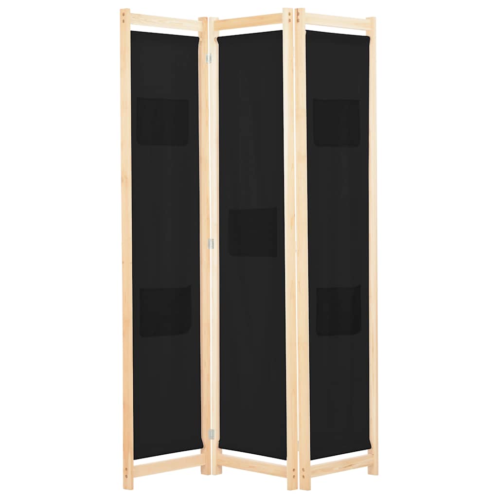 JUNG Vida 3-teiliger Raumteiler Schwarz 120 x 170 x 4 cm Stoff