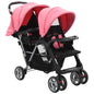 JUNG Vida Tandem-Kinderwagen Stahl Rosa und Schwarz