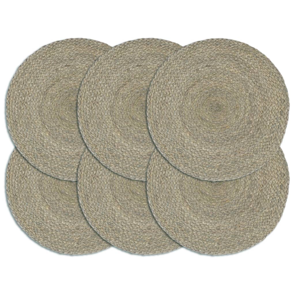JUNG Vida Tischsets 6 Stk. Grau 38 cm Rund Jute