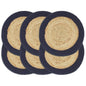 JUNG Vida Tischsets 6 Stk. Natur und Marineblau 38 cm Jute und Baumwolle