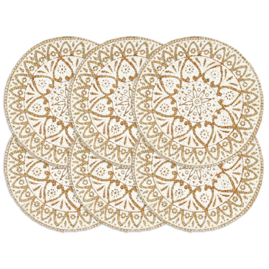 JUNG Vida Tischsets 6 Stk. Weiß 38 cm Rund Jute