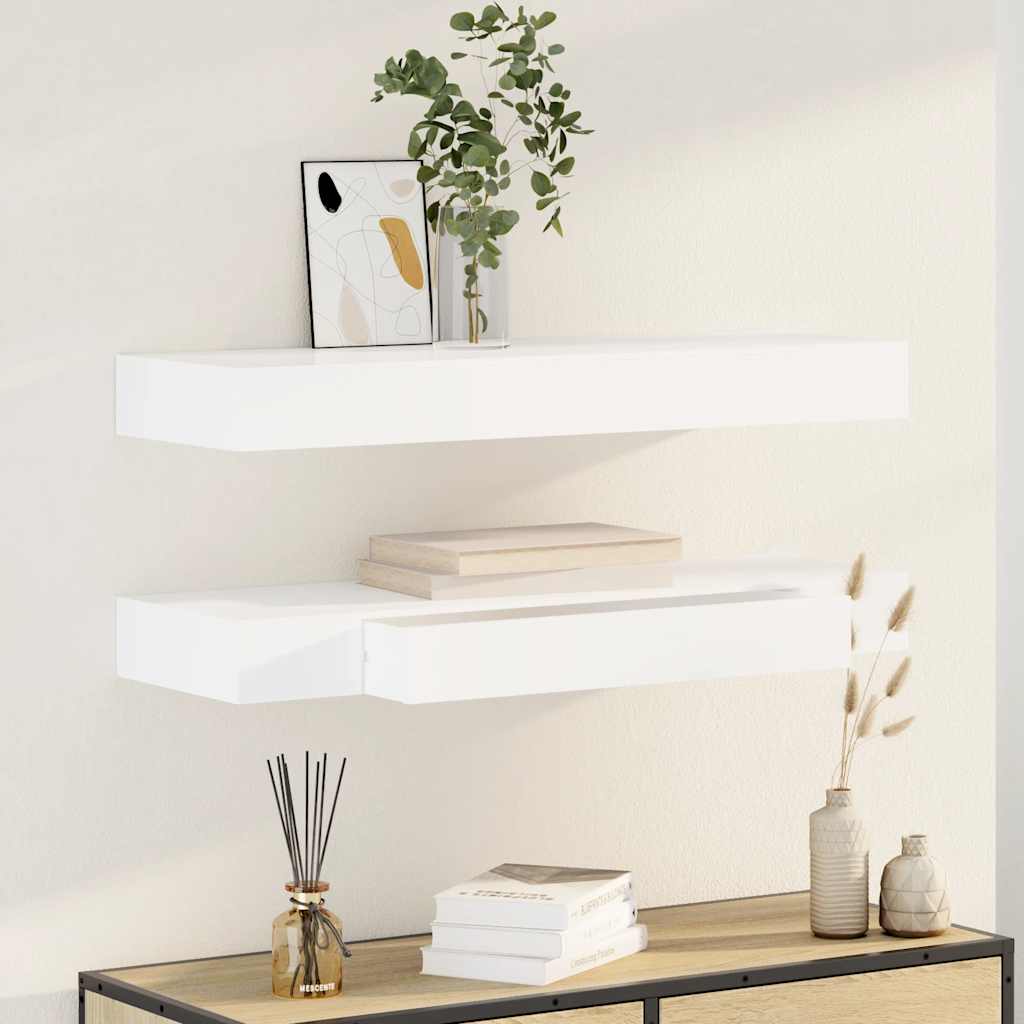 JUNG Vida Wandregal Hängeregal mit Schubladen 2 Stk. Weiß 80 cm