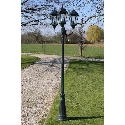 JUNG Vida Gartenlaterne 3-flammig 230 cm Dunkelgrün/Schwarz Aluminium