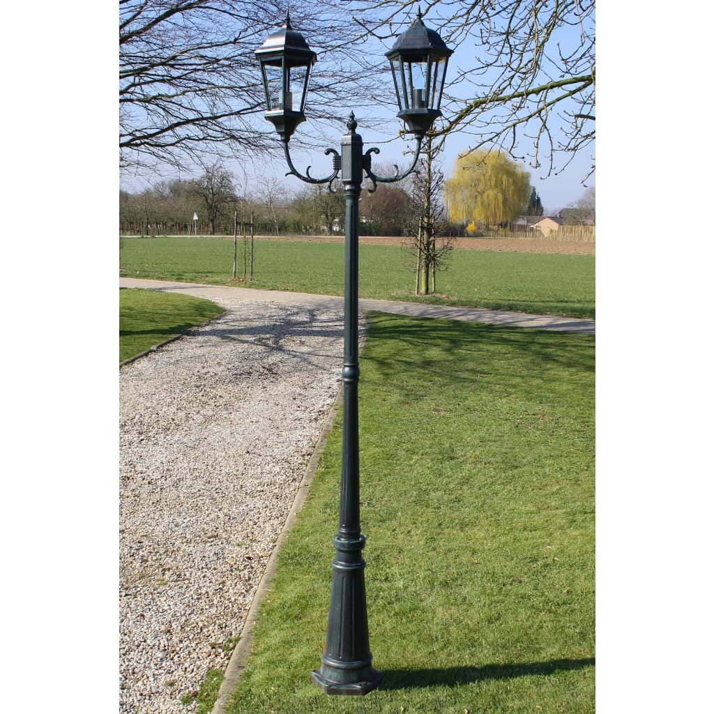 JUNG Vida Gartenlaterne 2-flammig 230 cm Dunkelgrün/Schwarz Aluminium