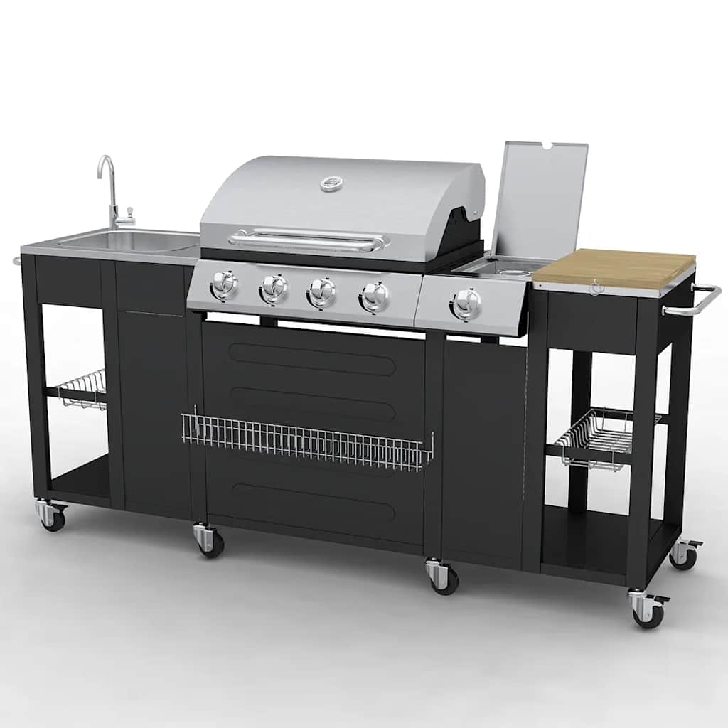 JUNG Vida Gasgrill mit 4+1 Flammen Schwarz