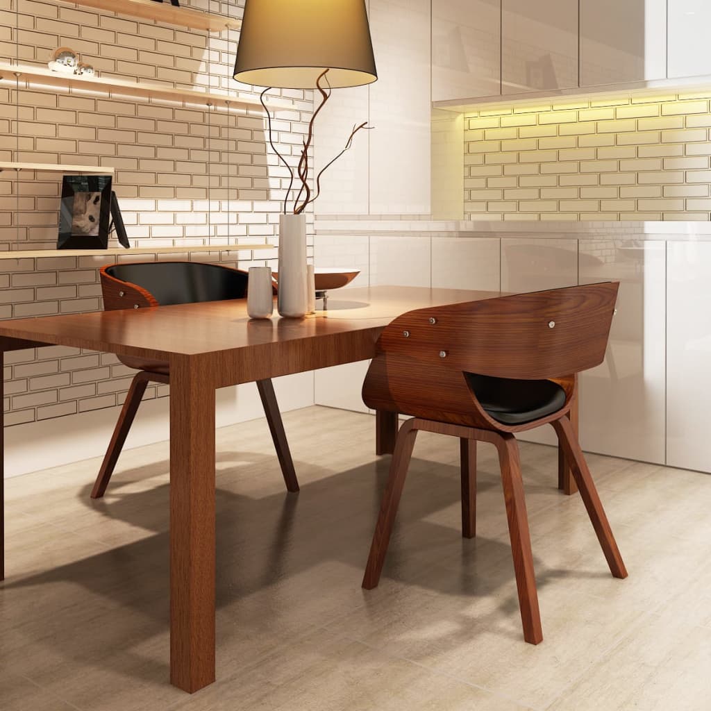 JUNG Vida Esszimmerstühle 2 Stk. Braun Bugholz und Kunstleder
