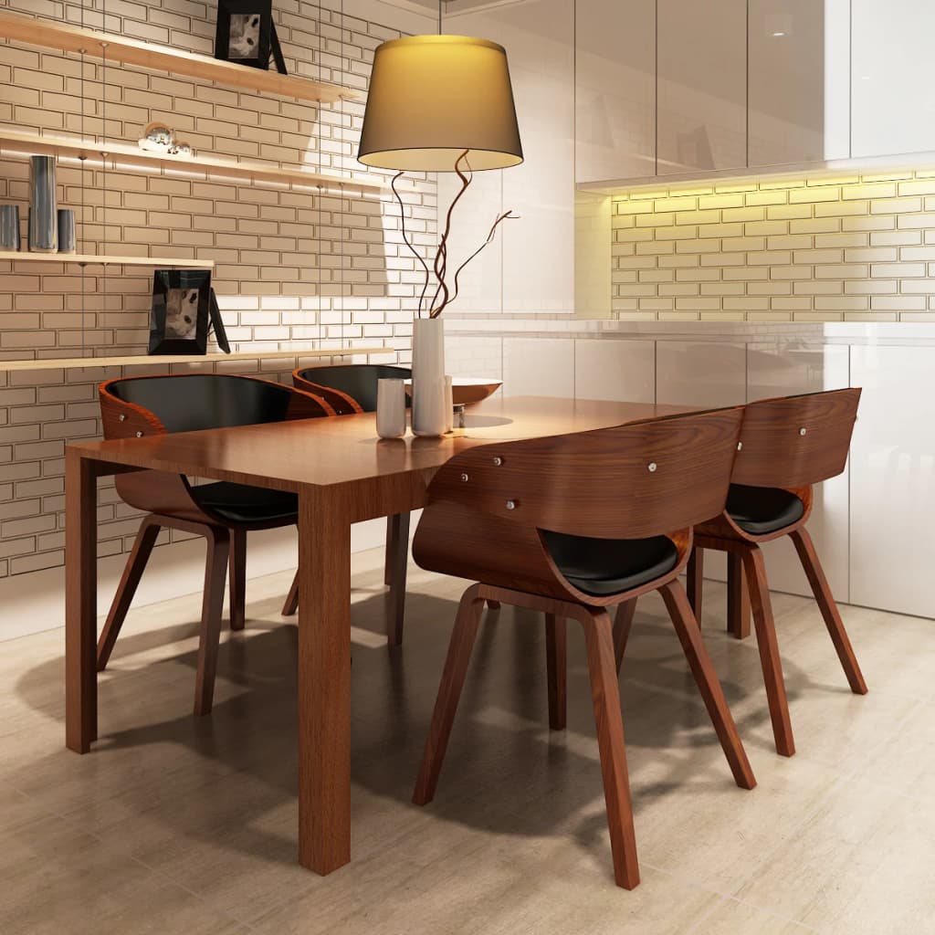 JUNG Vida Esszimmerstühle 4 Stk. Braun Bugholz und Kunstleder