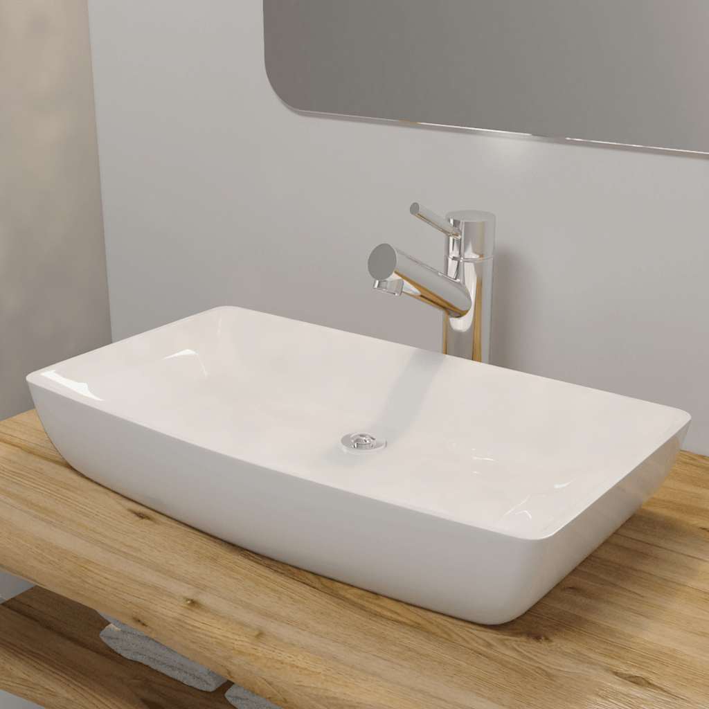 JUNG Vida Keramik Waschtisch Waschbecken Rechteckig Weiß 71 x 39 cm
