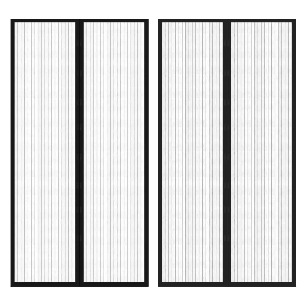 JUNG Vida Fliegengitter-Türvorhang 2 Stk. Magnet Schwarz 210x100 cm