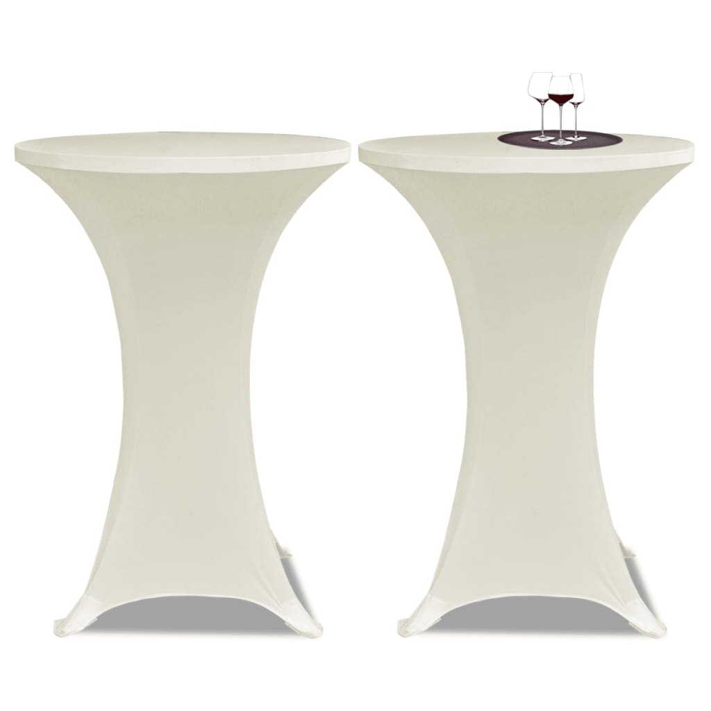JUNG Vida 2 x Tischhusse für Stehtisch Stretchhusse Ø80 cm cremefarben