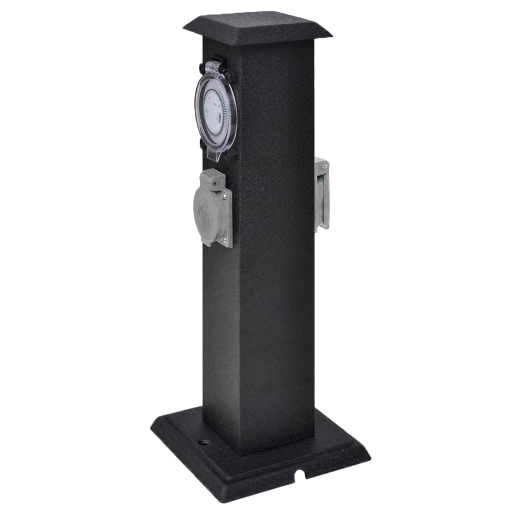 JUNG Vida Gartensteckdose Steckdosenturm Schwarz mit Timer