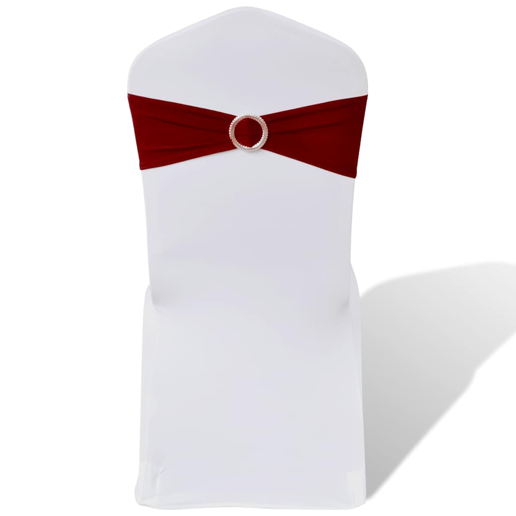 JUNG Vida 25x Stuhlschleifen Stretch Schleifenbänder + Diamant Schnalle Bordeaux