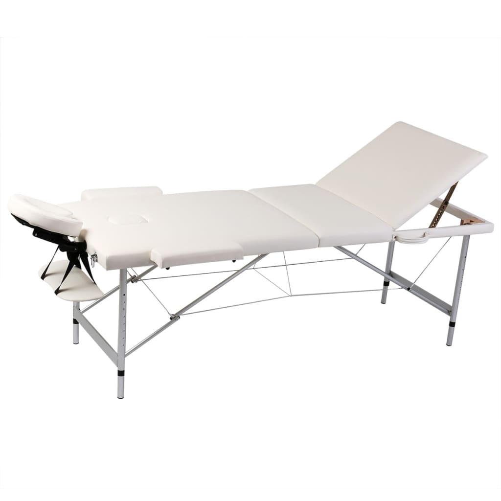 JUNG Vida Massagetisch mit Aluminiumrahmen, faltbar 3 Zonen Creme-Weiß