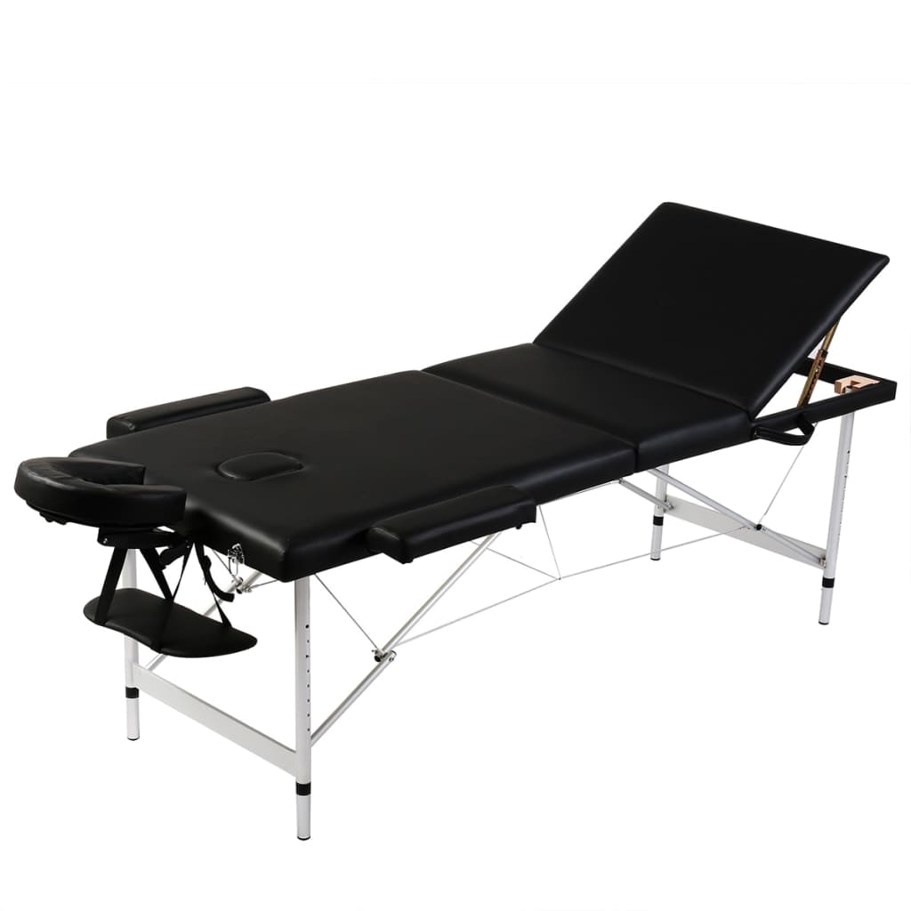 JUNG Vida Massagetisch mit Aluminiumrahmen, faltbar 3 Zonen Schwarz
