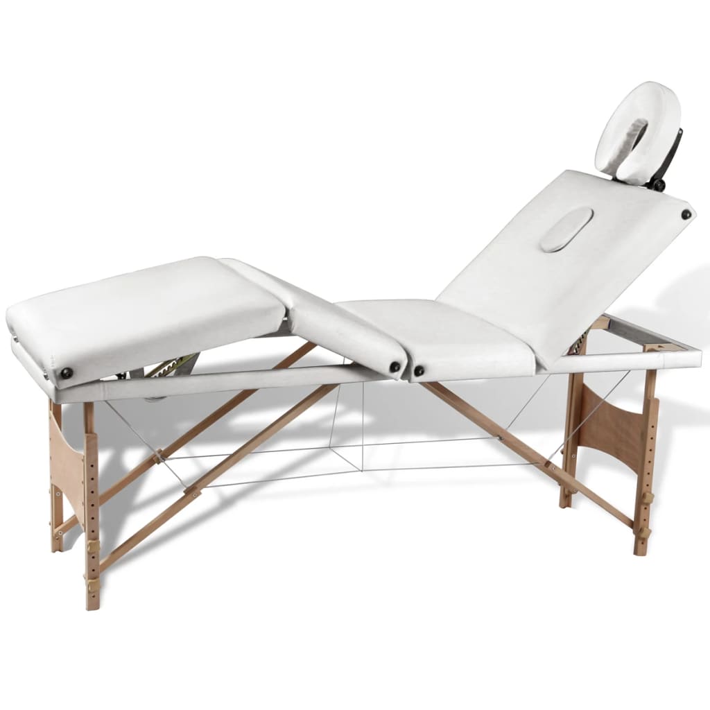 JUNG Vida Massageliege Klappbar 4-Zonen mit Holzgestell Cremeweiß