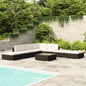 JUNG Vida 8-tlg. Garten-Lounge-Set mit Auflagen Poly Rattan Schwarz