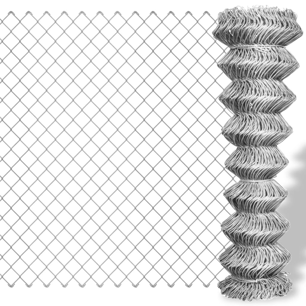 JUNG Vida Maschendrahtzaun Verzinkter Stahl 15x1,5 m Silbern
