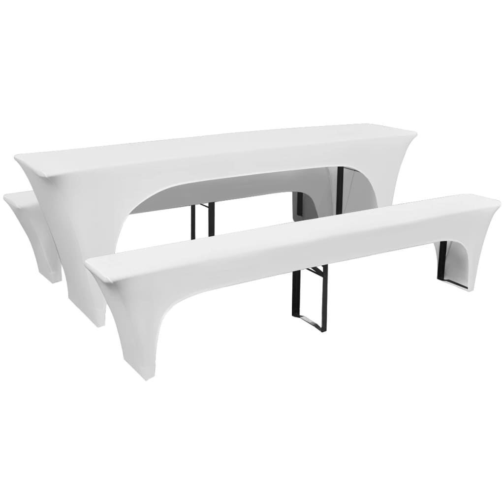 JUNG Vida 3-tlg. Hussen-Set für Biertisch und Bänke Weiß 220x50x80 cm