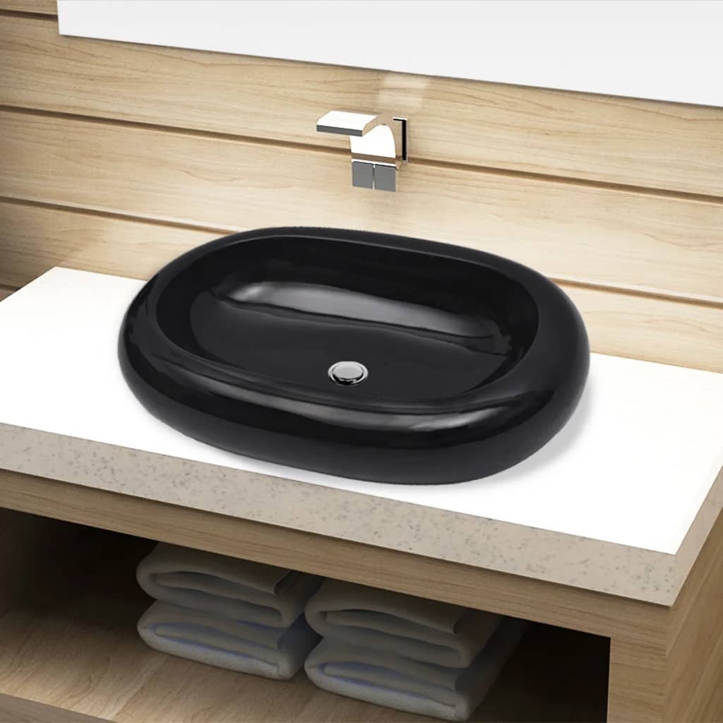JUNG Vida Keramik Waschbecken schwarz oval