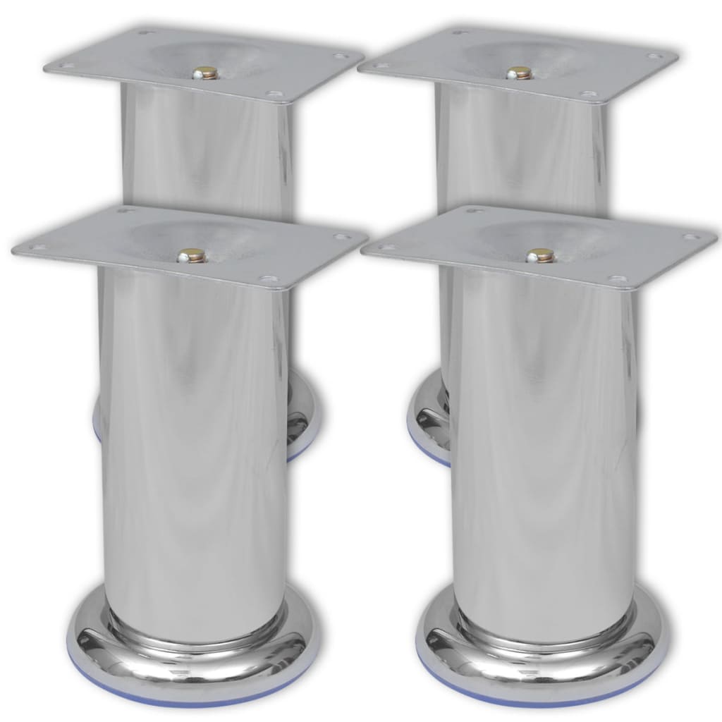 JUNG Vida 4 x Möbelfuß Sofafuß Sockelfuß Chrom rund 120 mm
