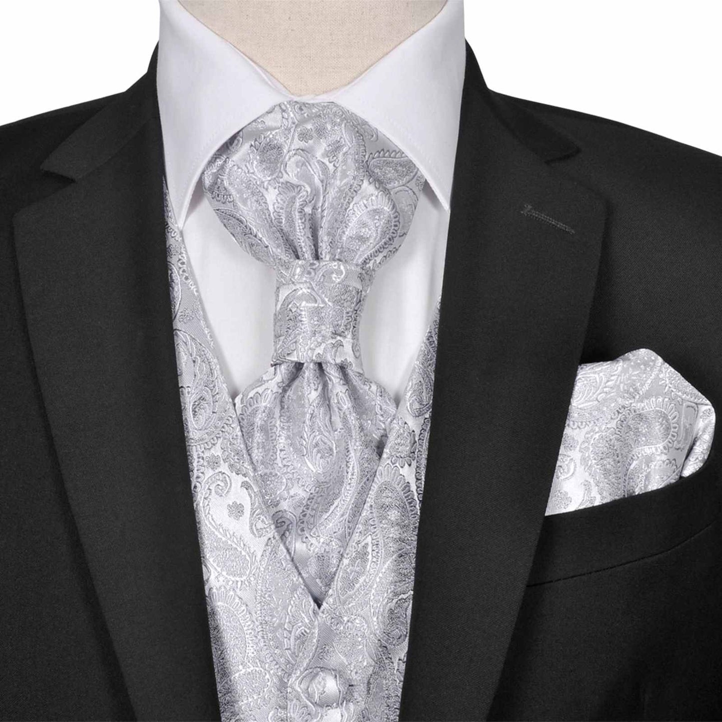 JUNG Vida Hochzeitswesten Set für Männer Silber 56 Polyester