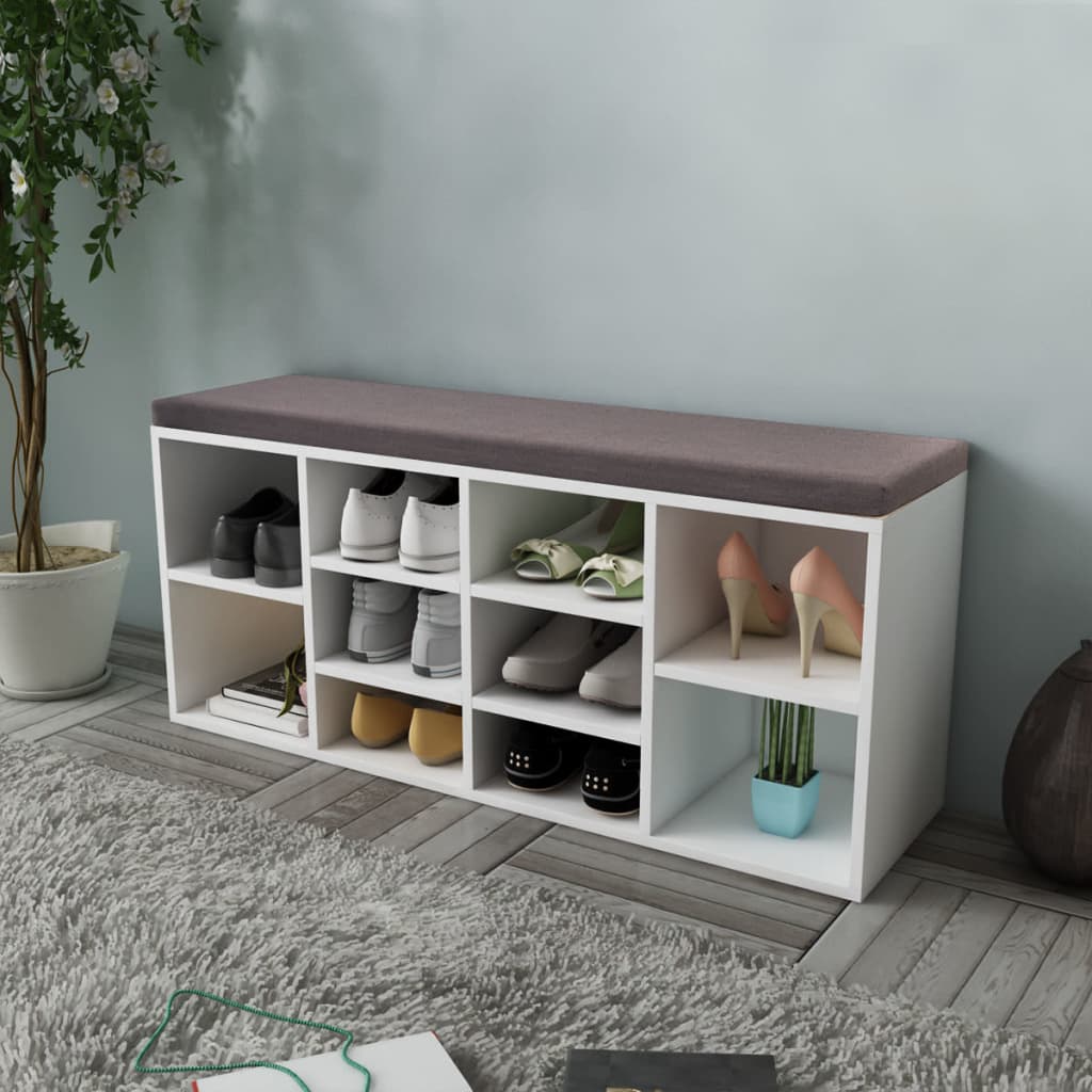 JUNG Vida Schuhschrank Schuhbank Sitzbank 10 Fächer weiß