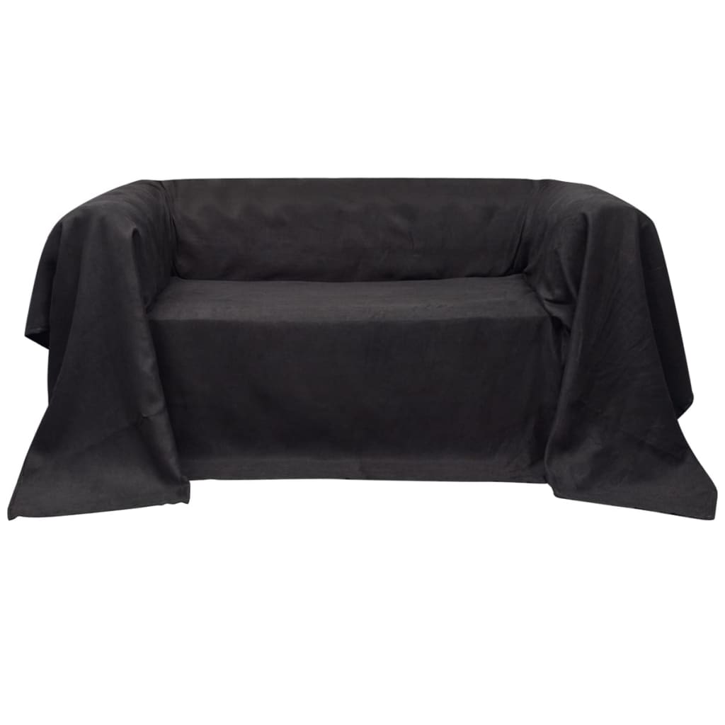 JUNG Vida Micro-Suede Sofaüberwurf Tagesdecke Anthrazit 270 x 350 cm