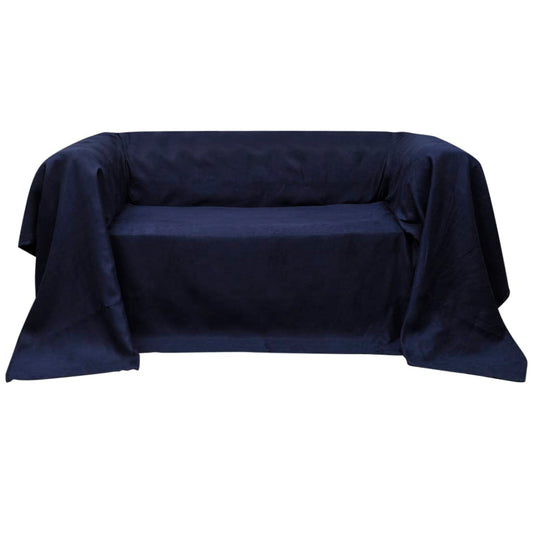 JUNG Vida Micro-Suede Sofaüberwurf Tagesdecke Marineblau 270 x 350 cm