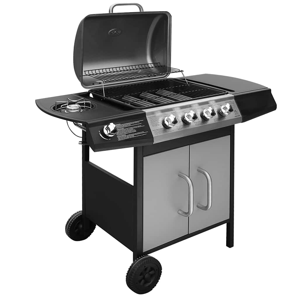 JUNG Vida Gasgrill 4+1 Flammen Schwarz und Silbern