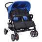 JUNG Vida Zwillingskinderwagen Stahl Blau und Schwarz