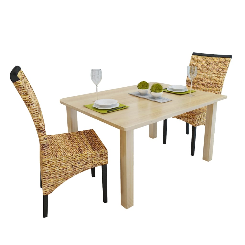 JUNG Vida Esszimmerstühle 2 Stk. Abaca und Mango Massivholz