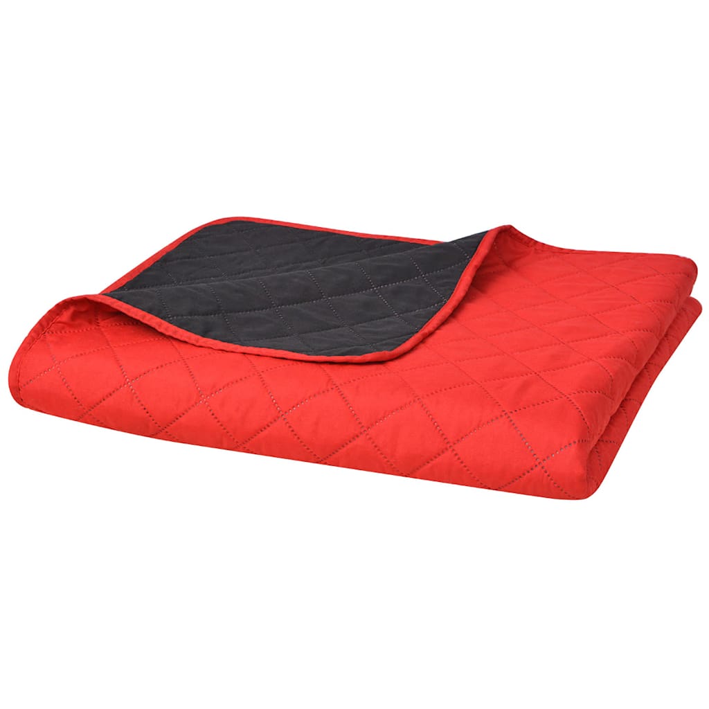 JUNG Vida Gesteppte Wende-Tagesdecke Rot and Schwarz 170x210 cm