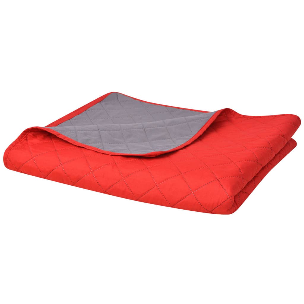 JUNG Vida Zweiseitige Tagesdecke Gesteppt Rot und Grau 170x210 cm