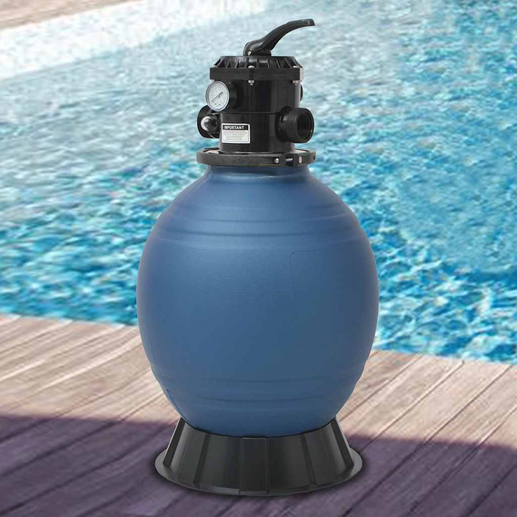 JUNG Vida Pool-Sandfilter mit 6-Wege-Ventil Filterkessel Blau 460 mm