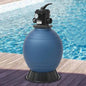 JUNG Vida Pool-Sandfilter mit 6-Wege-Ventil Filterkessel Blau 460 mm