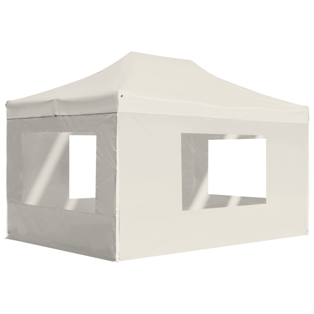 JUNG Vida Profi-Partyzelt Faltbar mit Wänden Aluminium 4,5x3 m Creme
