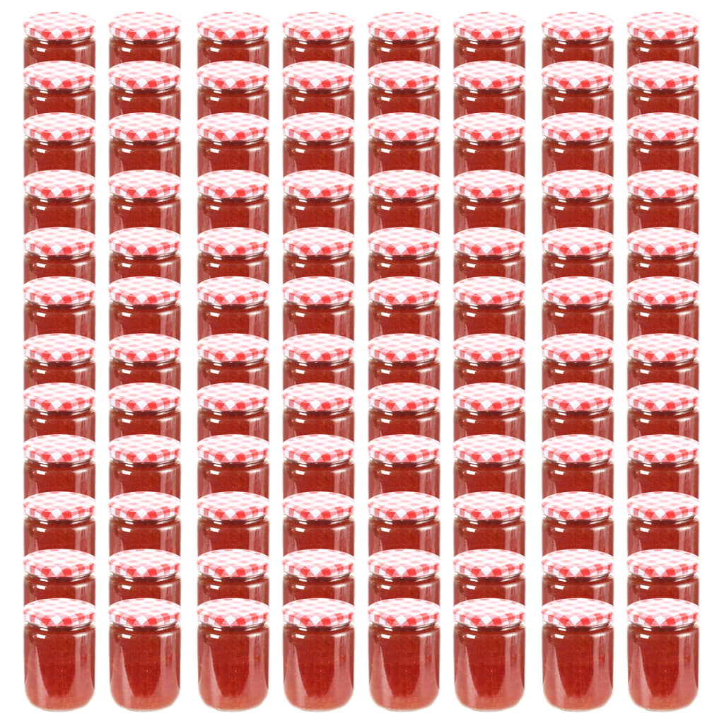 JUNG Vida Marmeladengläser mit Weißem/Rotem Deckel 96 Stk. 230 ml