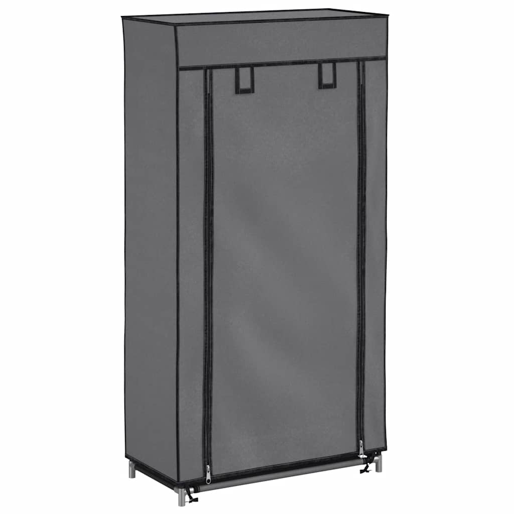 JUNG Vida Schuhschrank mit Abdeckung Grau 58 x 28 x 106 cm Stoff