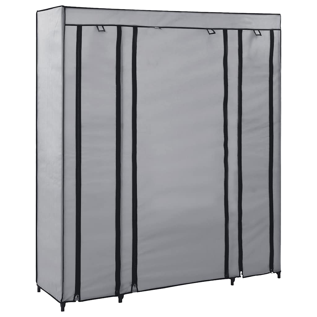 JUNG Vida Stoffschrank mit Fächern Kleiderstangen Grau 150x45x176cm