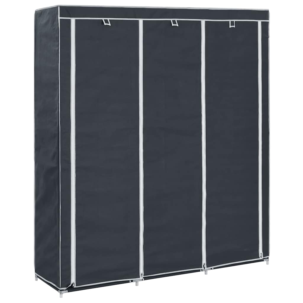 JUNG Vida Kleiderschrank mit Fächern Stangen Schwarz 150x45x175cm Stoff